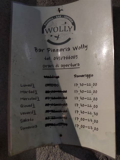 listino pizze wolly prada|Bar Pizzeria Wolly .